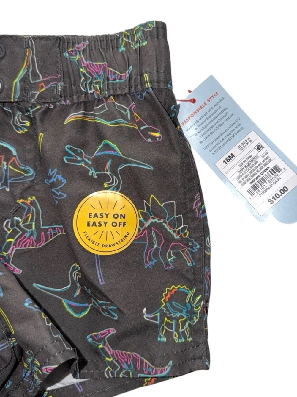 Cat & Jack Boys Dinosaur Swim Trunks 18M UPF 50+ NWT